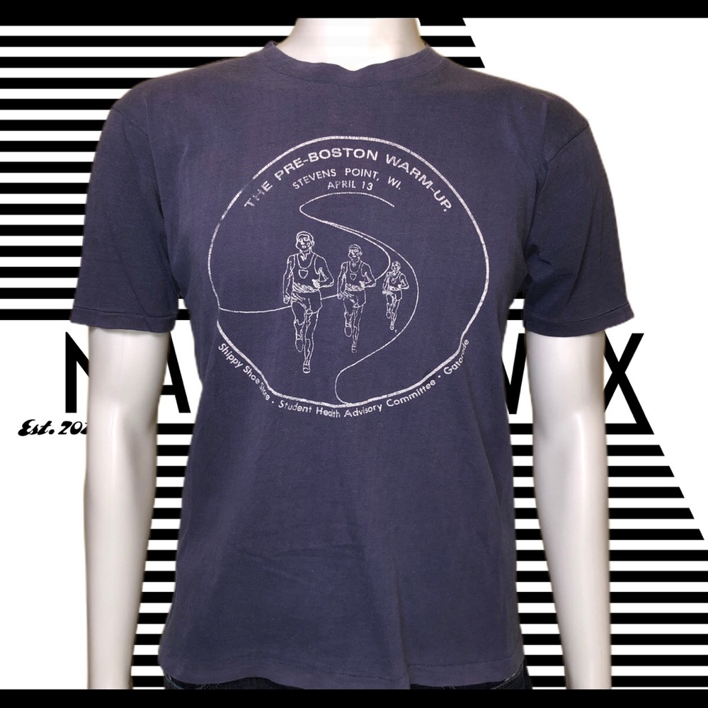 70s Blue Vintage Pre-Boston Marathon Running Tee